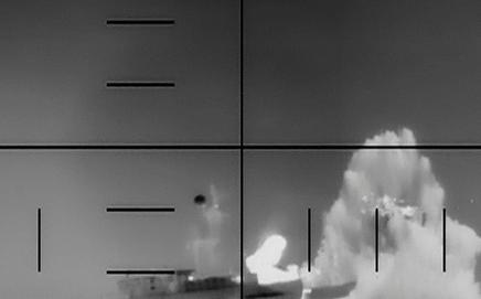 The US Department of Defense released what it described as periscope footage showing a US Navy submarine firing a torpedo at the Iranian warship in the Indian Ocean. PIC/AFP
